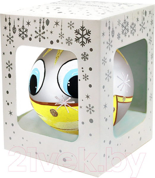 Изображение товара Шар новогодний Декарт Смайлик 8Ш0092 (10см, серебристый)