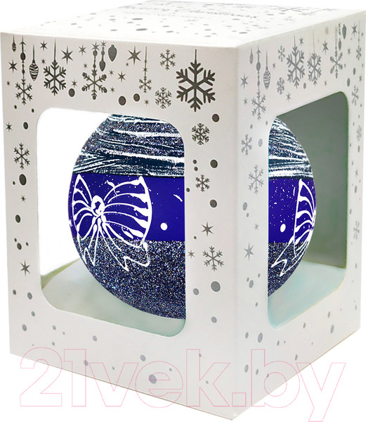 Изображение товара Шар новогодний Декарт Зимняя фантазия 8Ш0043 (10см, синий)