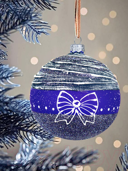 Изображение товара Шар новогодний Декарт Зимняя фантазия 8Ш0043 (10см, синий)