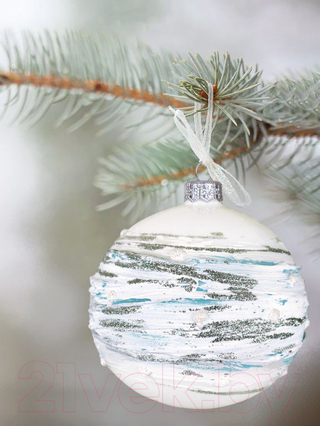 Изображение товара Шар новогодний Декарт Метелица 8Ш0063 (10см, белый)