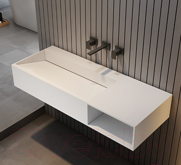 Изображение товара Тумба с умывальником Abber Stein AS2640-1.2 R (подвесной, белый матовый)