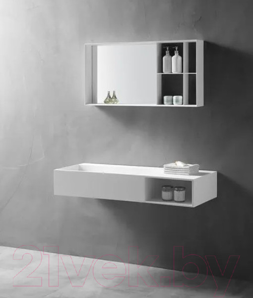 Изображение товара Тумба с умывальником Abber Stein AS2640-1.2 R (подвесной, белый матовый)