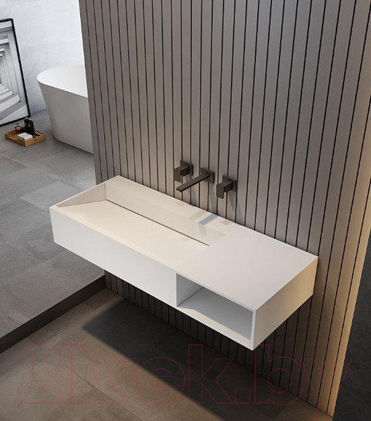 Изображение товара Тумба с умывальником Abber Stein AS2640-1.2 R (подвесной, белый матовый)