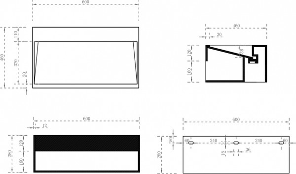 Изображение товара Тумба с умывальником Abber Stein AS2645-0.6 (подвесной, белый матовый)