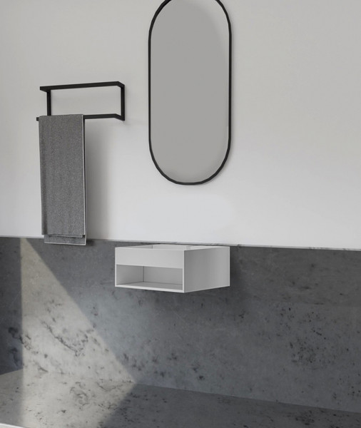 Изображение товара Тумба с умывальником Abber Stein AS2645-0.6 (подвесной, белый матовый)