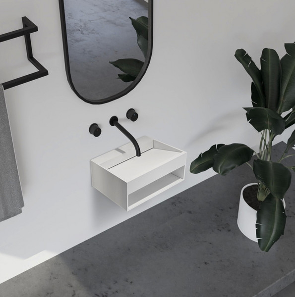 Изображение товара Тумба с умывальником Abber Stein AS2645-0.6 (подвесной, белый матовый)