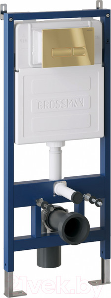 Изображение товара Инсталляция для унитаза Grossman 900.K31.01.000 + 700.K31.03.300.300 (с кнопкой смыва, золотой глянец)