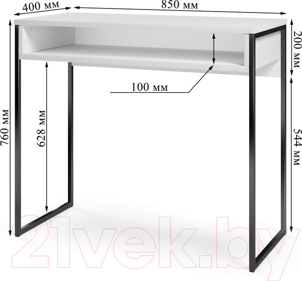 Изображение товара Письменный стол Soma СПМ-4 Metal (белый/черный)