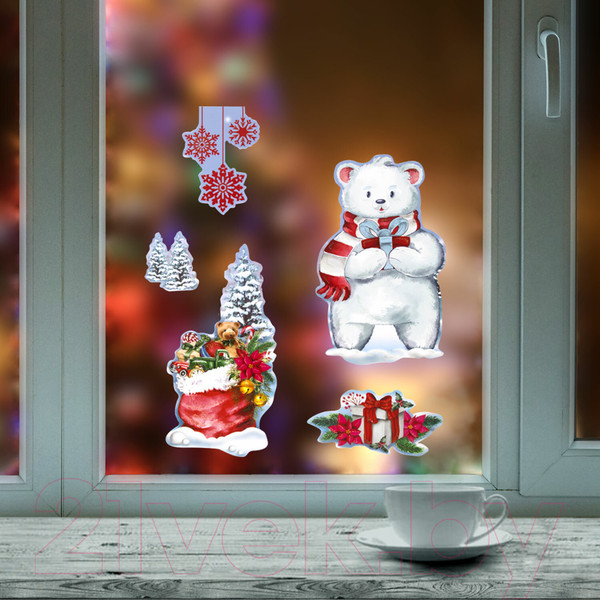 Изображение товара Набор наклеек на окно Золотая сказка Медвежонок / 591923