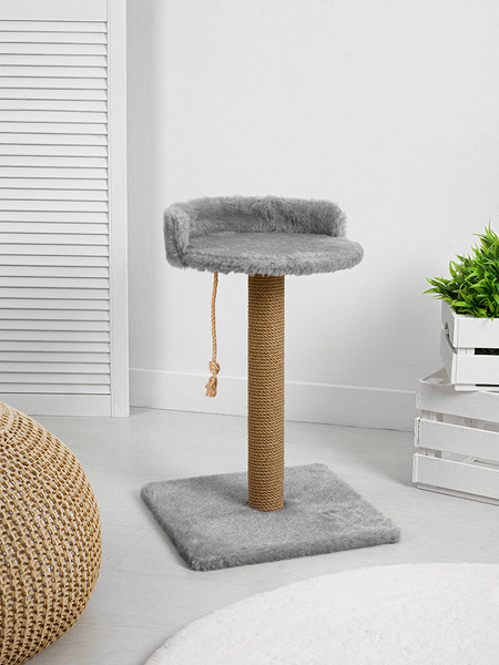 Изображение товара Лежанка-когтеточка Leader Toys Круг с квадратной платформой с кошачьей мятой / МТ14020 (серый)