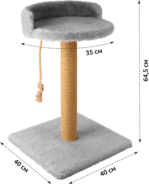 Изображение товара Лежанка-когтеточка Leader Toys Круг с квадратной платформой с кошачьей мятой / МТ14020 (серый)