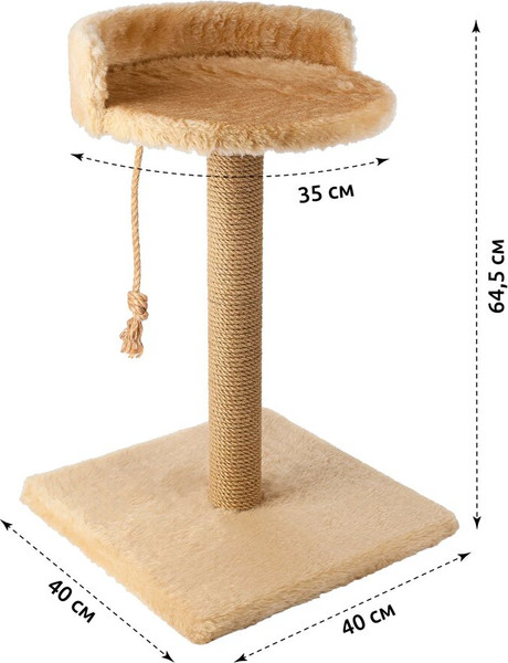 Изображение товара Лежанка-когтеточка Leader Toys Круг с квадратной платформой с кошачьей мятой / МТ14030 (коричневый)