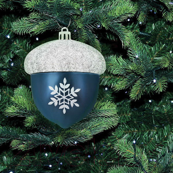 Изображение товара Набор елочных игрушек Золотая сказка Желуди / 591997 (3шт, темно-синий/серебристый)