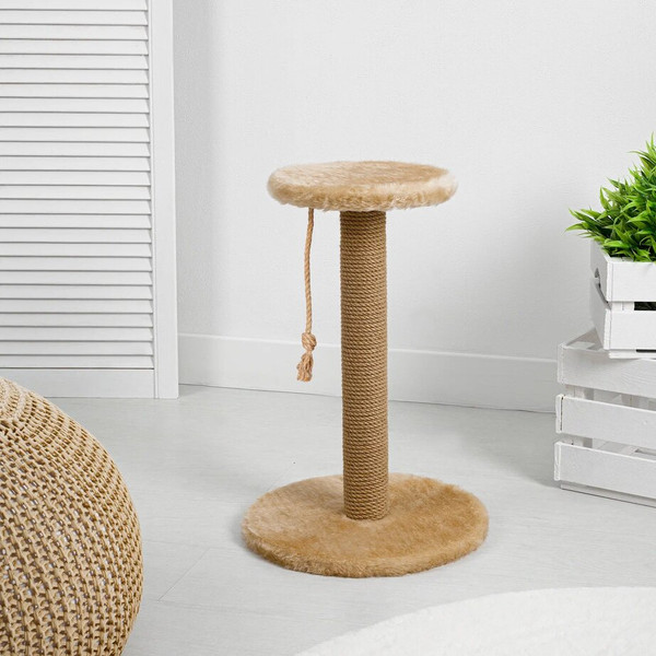 Изображение товара Лежанка-когтеточка Leader Toys Круг с круглой платформой с кошачьей мятой / МТ14031 (коричневый)