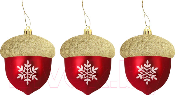 Изображение товара Набор елочных игрушек Золотая сказка Желуди / 591998 (3шт, красный/золото)