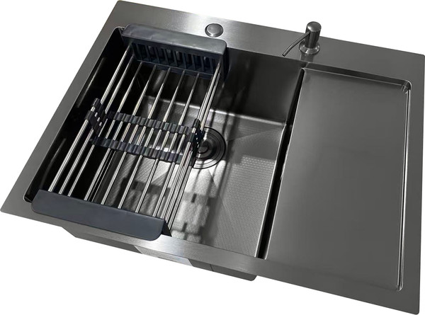 Изображение товара Мойка кухонная STELLAR Decor S6550NB-L-D (нано черный)