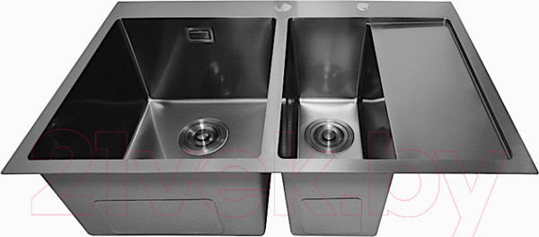 Изображение товара Мойка кухонная STELLAR Decor S7850NB-2L-D (нано черный)