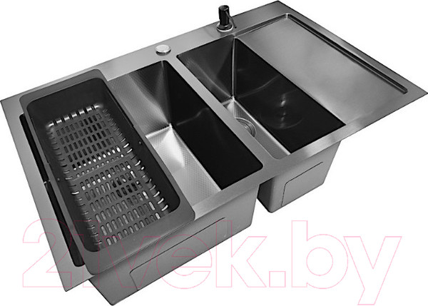 Изображение товара Мойка кухонная STELLAR Decor S7850NB-2L-D (нано черный)