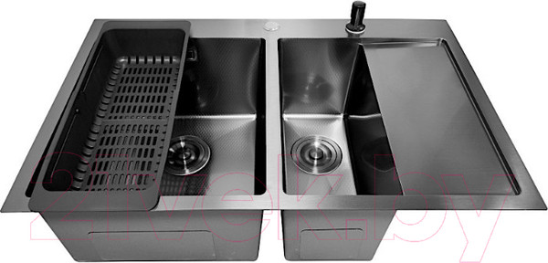Изображение товара Мойка кухонная STELLAR Decor S7850NB-2L-D (нано черный)