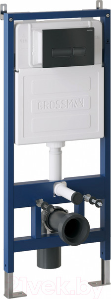 Изображение товара Инсталляция для унитаза Grossman 900.K31.01.000 + 700.K31.03.210.210 (с кнопкой смыва, черный матовый)