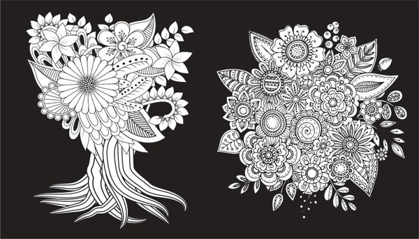 Изображение товара Раскраска-антистресс Эксмо Чарующие цветы. Раскраска на черном фоне