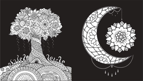 Изображение товара Раскраска-антистресс Эксмо Чарующие цветы. Раскраска на черном фоне