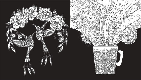 Изображение товара Раскраска-антистресс Эксмо Чарующие цветы. Раскраска на черном фоне