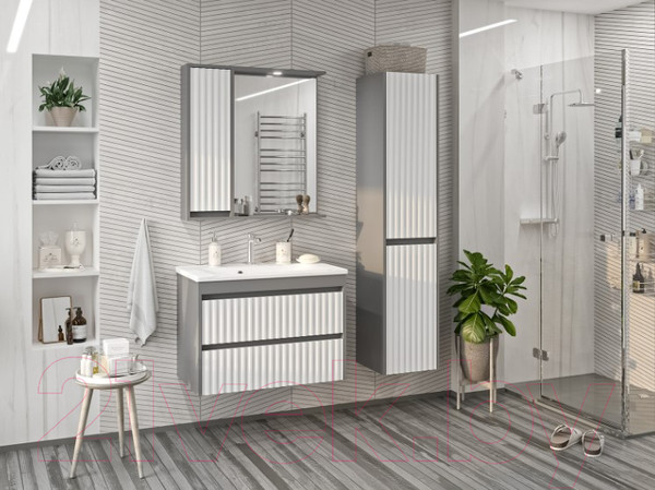 Изображение товара Шкаф с зеркалом для ванной Brevita Balaton 80 L / BAL-04080-01-01Л (серый)