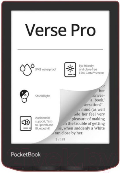 Изображение товара Электронная книга PocketBook A4 634 Verse Pro / PB634-3-CIS (страстно-красный)