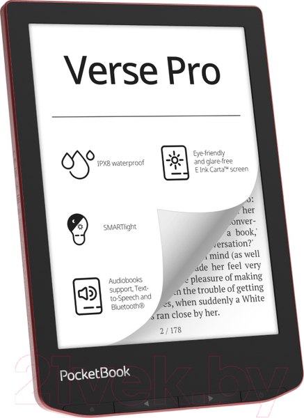 Изображение товара Электронная книга PocketBook A4 634 Verse Pro / PB634-3-CIS (страстно-красный)