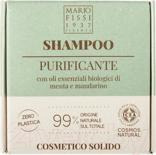 Изображение товара Твердый шампунь для волос Mario Fissi 1937 Purificante Очищающий С маслами мяты и мандарина (50г)