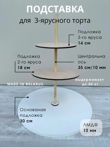 Изображение товара Блюдо для торта ОМурМебель Трехъярусное