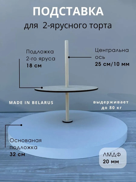 Изображение товара Блюдо для торта ОМурМебель Двухъярусное (2см)