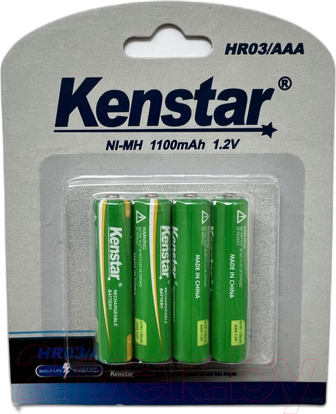 Изображение товара Комплект аккумуляторов Kenstar HR03/AAA Ni-Mh 1100mAh BL-4 / KS-HR03-1100-BL4 