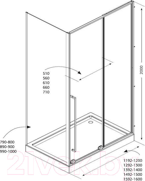 Изображение товара Душевой уголок Allen Brau Fantasy 2.0 140x80 / 325964 (хром)