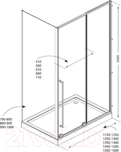 Изображение товара Душевой уголок Allen Brau Fantasy 2.0 150x100 / 325975 (черный матовый)