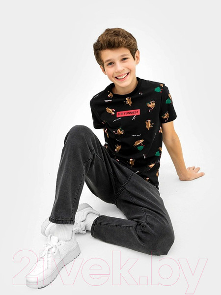 Изображение товара Футболка детская Mark Formelle 113379 (р.110-56, ленивцы на черном)