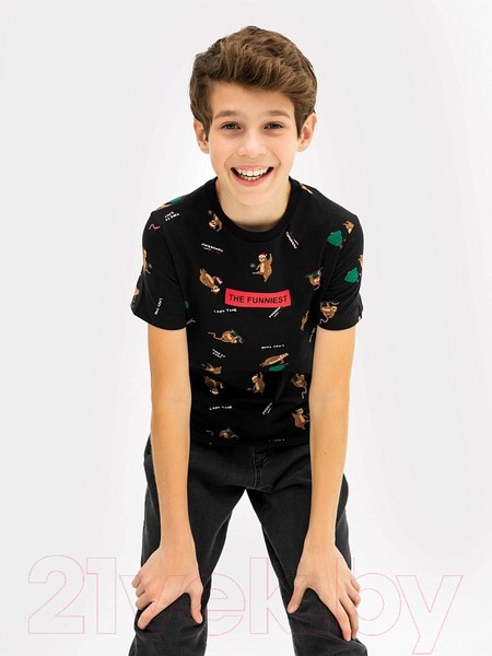 Изображение товара Футболка детская Mark Formelle 113379 (р.116-60, ленивцы на черном)