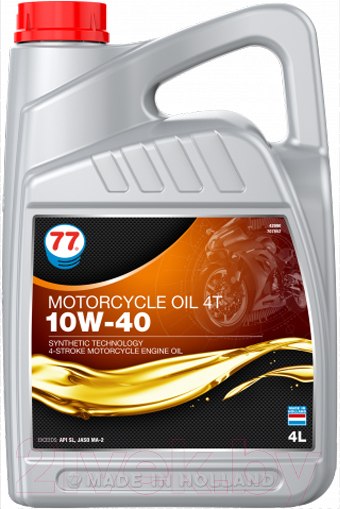 Изображение товара Моторное масло 77 Lubricants Motorcycle Oil 4T 10W-40 / 707852 (4л)
