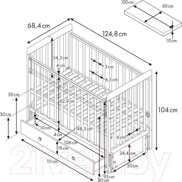 Изображение товара Детская кроватка Фея 328-01 / 0003162-04 (белый)