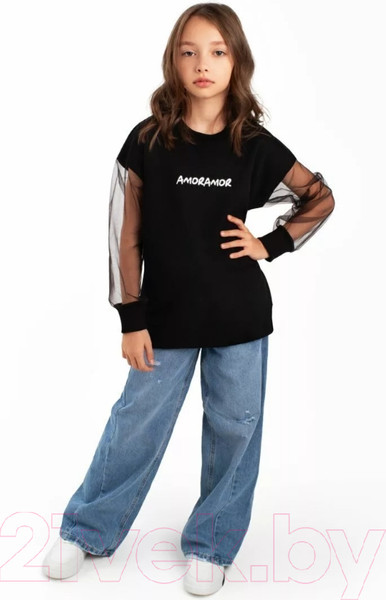 Изображение товара Свитшот детский Amarobaby Crystal / AB-OD23-C28/09-134 (черный, р.134)