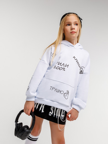 Изображение товара Худи детское Amarobaby Slang / AB-OD23-28S/00-128 (белый, р.128)