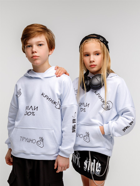 Изображение товара Худи детское Amarobaby Slang / AB-OD23-28S/00-140 (белый, р.140)
