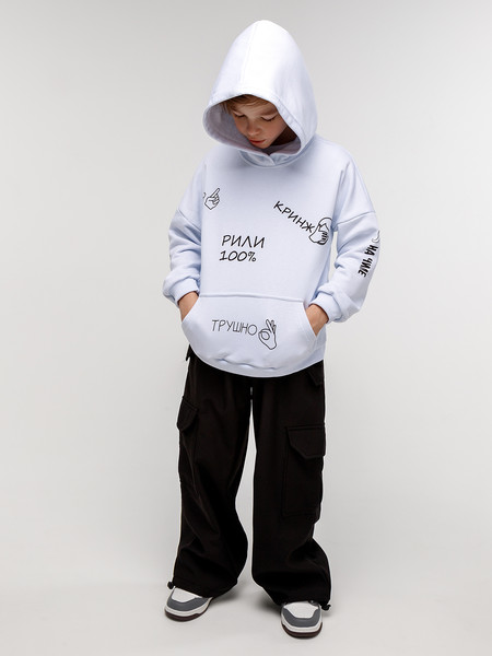 Изображение товара Худи детское Amarobaby Slang / AB-OD23-28S/00-140 (белый, р.140)