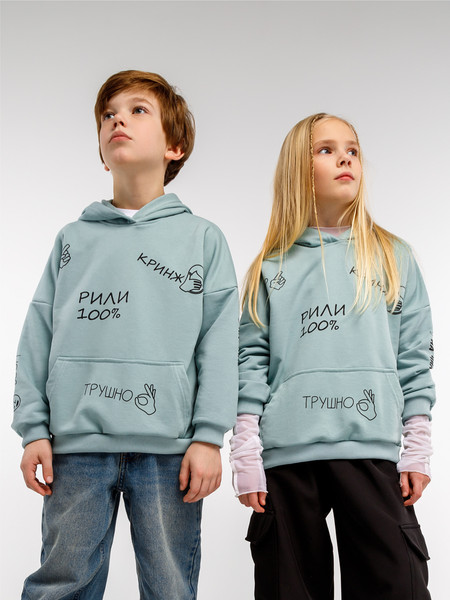 Изображение товара Худи детское Amarobaby Slang / AB-OD23-28S/32-140 (мятный, р.140)