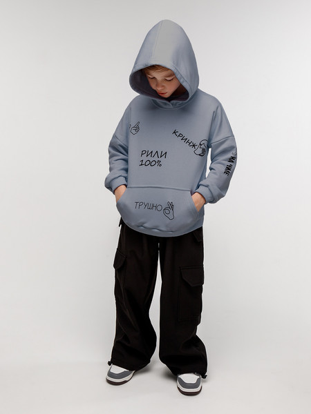 Изображение товара Худи детское Amarobaby Slang / AB-OD23-28S/11-128 (серый, р.128)