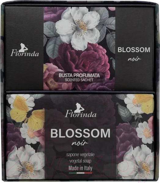 Изображение товара Подарочный набор Florinda Черные цветы (мыло 200г + саше ароматическое 3шт)