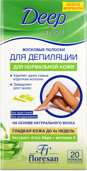 Изображение товара Восковые полоски Floresan Deep Depil Для нормальной кожи с алоэ-вера (20шт)