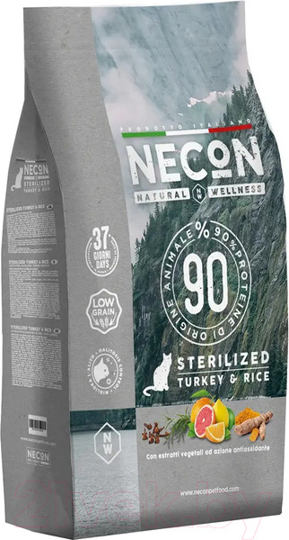 Изображение товара Сухой корм для кошек Necon Для стерилизованных кошек с индейкой и рисом / NW032 (1.5кг)