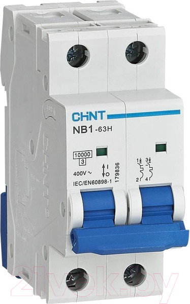 Изображение товара Выключатель автоматический Chint NB1-63H 2P 3A 10кА C (R) / 179830